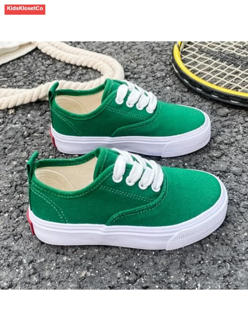 Kids Lace-up Canvas Low Top Sneakers Breathable Rubber Sole